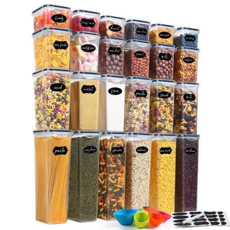 YASHE Boite Hermetique Alimentaire, 24 Boîtes Alimentaires en Plastique Sans BPA avec Couvercles, Boite de Rangement Cuisine, po
