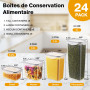 YASHE Boite Hermetique Alimentaire, 24 Boîtes Alimentaires en Plastique Sans BPA avec Couvercles, Boite de Rangement Cuisine, po