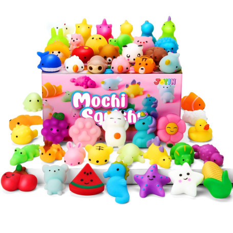 JOYIN Mochi Squishy Toys Lot de 50 Mini Cadeaux de fête Mochi pour Enfants, Jouets Anti-Stress Kawaii Squishy, ​​Sacs à friandis