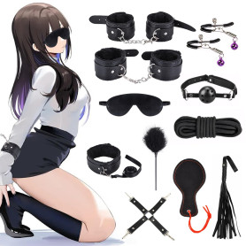 Kits de Bondage 11 Pièces Érotique BDSM Sex Menottes Sextoys, SM Set Adultes Toy Parfait Ensemble de Jouets Sexuels Érotiques Re