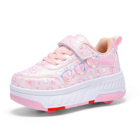 Hearda Chaussure a Roulette Fille Garcon, 2 en 1 Mode Chaussures a roulettes Retractable Enfants avec 4 Basket Roller, Extérieur