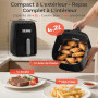 YASHE 4,2L Friteuse Sans Huile avec écran Tactile LED en Verre Trempé, 1500W 6 Menus Préréglés, Température & Minuterie Réglable