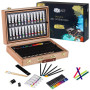 Artina 127pcs Set de Peinture XXL avec Coffret en Bois FSC® Bologna – Acrylique, Aquarelle, Crayons de Couleur, Crayons Pastel &