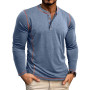 LAOARA T Shirt Manche Longue Homme Tee-Shirt Long Coton Henley T-Shirts Col Roulé Casual Tshirt M-2XL