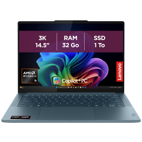 Lenovo Yoga Pro 7 14ASP10 - Ordinateur Portable 14.5'' 3K OLED Copilot+ (AMD Ryzen AI 9 365, RAM 32Go, SSD 1To, AMD Radeon 880M 