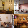 ZHIQIN 2 Pièces E27 Suspension Luminaire Induistrielle Lumière Suspendue De Corde de Chanvre Lampe Vintage Réglable Lampe Lustre