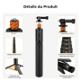 K&F Concept Bâton Selfie Trépied 2 en 1 Extensible 24–120 cm, Alu Léger, Compatible avec Caméras d’Action Insta360 X5/X4/X3/Ace 