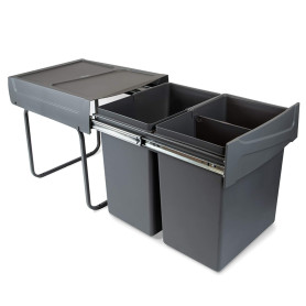 Emuca - Poubelles avec Fixation inférieure pour la Cuisine, 2 poubelles de Recyclage Amovibles de 20 L, capacité Totale 40 L (2 