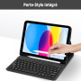 Lielax Coque Clavier pour iPad A16 11ème Génération 11 Pouces 2025/10ème Génération 10.9 Pouces 2022, AZERTY Layout Clavier Étui