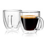 Stylusella Tasses à café en verre à double paroi de 150 ml, lot de 2 tasses isothermes avec poignées, Tazas de Cafe Con Estilo