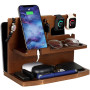 Cadeau Homme Noel Multifonction Organiseur de Bureau en Bois Support de Telephone Bureau Fete des Peres Cadeau pour Papa Organis