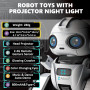 Robot Enfant Jouet, Robot Télécommandés Rechargeables avec Veilleuse Projecteur Ciel Etoile, Capteur de Geste, Musique, Jouet En