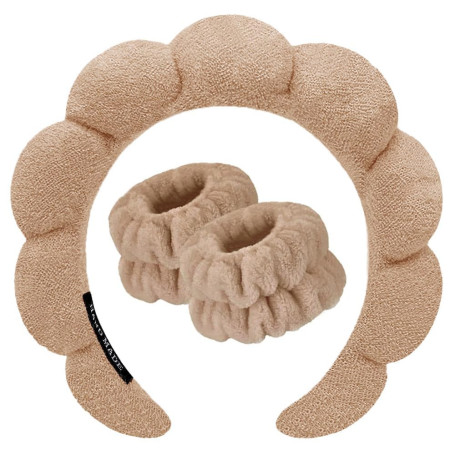 DRESHOW Bandeau Spa pour le Lavage du Visage Set de Poignets éponge doux en Tissu éponge pour le Maquillage et Les Soins de la P