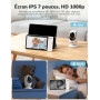GHB Babyphone Camera 7" 350° Rotation Caméra Bebe Surveillance 1080P Écran IPS HD 5000mAh Zoom 4X 8 Berceuses Vision Nocturne VO