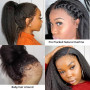4x4 HD Lace Front Yaki Straight Perruques Cheveux Humains Yaki Lace Frontal Wigs 180% Densité Cheveux Brésiliens Pré Pincés avec