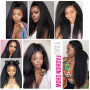 4x4 HD Lace Front Yaki Straight Perruques Cheveux Humains Yaki Lace Frontal Wigs 180% Densité Cheveux Brésiliens Pré Pincés avec