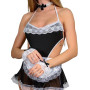 ROSVAY Costume de Soubrette Sexy Dentelle, Lingerie Cosplay Femme de Ménage Coquine, Uniforme Femme de Chambre Hot Dos Nu, Babyd