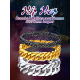 Richsteel Bracelet Homme Plaqué Or/Noir/Acier Inoxydable 19/21/23cm de Longueur - Chaîne Gourmaette Maille Grosse 8/12/17mm de L