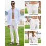 NANAMEEI Pantalon Coton Lin Homme Décontractés de Plage Léger Été Casual Yoga Pants avec Cordon Elastique Grande Taille