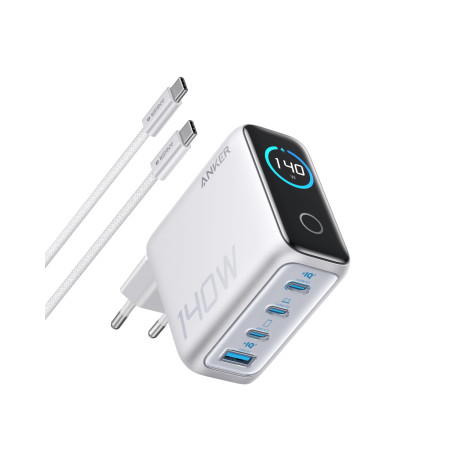 Anker Zolo Chargeur USB C 140 W, Adaptateur 4 Ports Rapide et Compact, Technologie GaN, contrôles tactiles intuitifs, iPhone sér