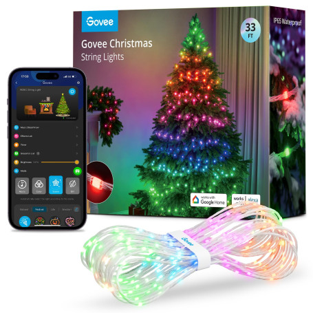Govee RGBIC Guirlande Lumieuse de Noël Extérieure 10M, Lampe LED d'Halloween, Decoration Noël Intérieure, Lumière LED Extérieure
