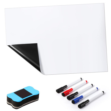 Blendura A3 Tableau Blanc Magnetique, Tableau Magnetique Frigo Effaçable à Sec pour Réfrigérateur avec 5 Stylos Marqueurs Et Eff