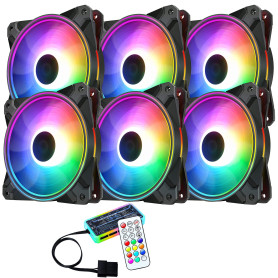 6 ventilateurs LED ARGB colorés PC Case 120 mm HUB LED RGB avec télécommande Aura SYNC 3 broches SILENCIEUX FLUX D'AIR ÉLEVÉ POU