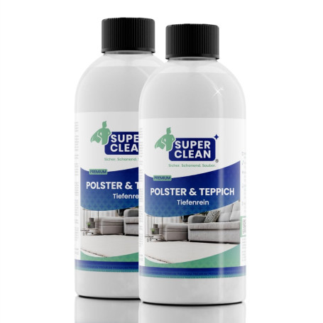 SUPER CLEAN Nettoyant concentré tapis et tissus nettoyage en profondeur adapté aux tapis sièges auto canapés contenu 2 x 500 ml