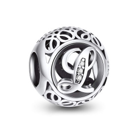 NINGAN Argent Sterling 925 Charme Lettre de l'alphabet Femmes Pearl Charms avec 5A Zircone Compatible pour Européen Bracelets