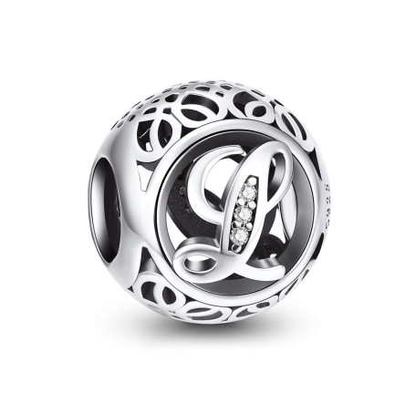 NINGAN Argent Sterling 925 Charme Lettre de l'alphabet Femmes Pearl Charms avec 5A Zircone Compatible pour Européen Bracelets