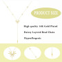 JOOTUEPO Chaîne longue en Y, Collier multi-rangs or 14 carats, Chaîne longue élégante, longueélégante/avec pendentif en forme de