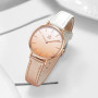 SK Montre pour Femme Ultra Fine et Minimaliste avec Deux Aiguilles et Bracelet en Cuir