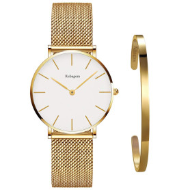 Kubagom Très Mince Montre pour Femme Quartz Étanche Acier Inoxydable avec Bracelet