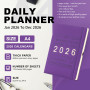 Agenda journalier 2026 de janvier 2026 à décembre 2026 avec porte-stylo, poche intérieure (violet 2026, A4)
