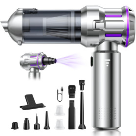 Aspirateur à Main, 25000Pa Aspirateur Voiture Puissant, Vidage Automatique 1 Touche & 4-en-1 Aspirateur sans Fil avec Moteur san