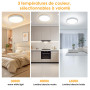 SKUTZTEK Plafonnier LED, Luminaire Plafonnier LED Étanche IP44, 3 couleurs 3000K/4000K/6500K Plafonnie Rond Ultra-fin et Moderne