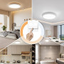 SKUTZTEK Plafonnier LED, Luminaire Plafonnier LED Étanche IP44, 3 couleurs 3000K/4000K/6500K Plafonnie Rond Ultra-fin et Moderne