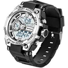 PINIDOUS Montre Homme Montre Digital Sport Homme M ilitaire étanche,Grand écran Analogique Digital Montre avec Alarme,LED,Chrono