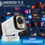Mini Projecteur 4K Videoprojecteur Portable Projecteur Video WiFi 6 Android 11,1080P Full HD Supporté pour TÉLÉPhone/PC/Lap/Stic
