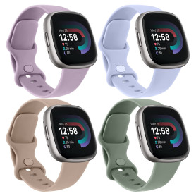4 Packs de Bracelets Compatibles avec Fitbit Versa 3/4 et Sense/Sense 2 pour Femme et Homme, Bandes de Remplacement Sportives So