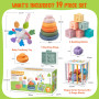 Plunack Jouets Bébés pour 6 à 12 Mois | 4 in 1 Montessori Sensoriel Jouets | Jouet Empilable Bébé | Motricité Cube d'activité Je