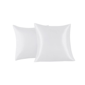 Lot de 2 Taies Oreiller en Satin 65 x 65 cm, Oreiller Satin Blanc, Satinées Housse d'oreiller Doux Prend Soin de Votre Peau et A
