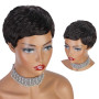 Fereowth Perruque Femme Naturelle Courte Pixie Perruque Courte en Cheveux Humains Short Human Hair Wig with Bangs Droit Brésilie