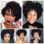 IFLY Perruque Afro Femme Perruque Bresilienne Courte Bouclée Vrai Cheveux Naturelle Perruques de Cheveux Humains en Pour Femmes 