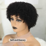 Vikiwmlq Perruque Afro Courte Naturelle Frisée en Cheveux Humains avec Frange - Bouclé - 130% Densité - Taille Moyenne - Noir