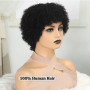 Vikiwmlq Perruque Afro Courte Naturelle Frisée en Cheveux Humains avec Frange - Bouclé - 130% Densité - Taille Moyenne - Noir