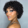 Vikiwmlq Perruque Afro Courte Naturelle Frisée en Cheveux Humains avec Frange - Bouclé - 130% Densité - Taille Moyenne - Noir