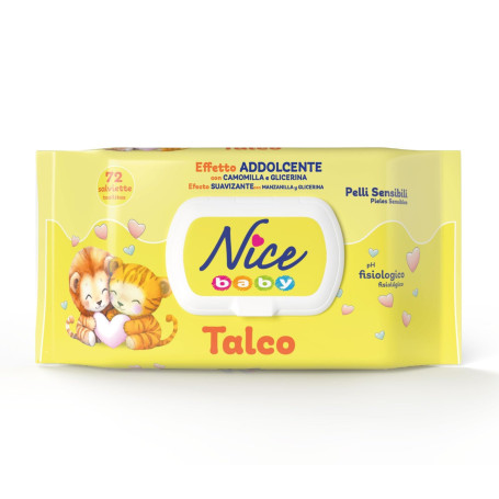 Nice - Lingettes nettoyantes pour enfants et nourrissons - Avec camomille et glycérine - Parfum doux au talc - Testé dermatologi