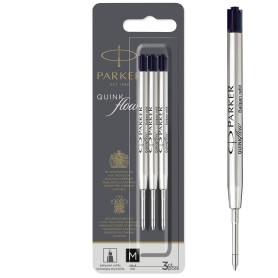 PARKER QUINKflow recharges pour stylo bille | pointe moyenne | noire | lot de 3
