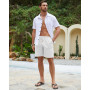 LVCBL Shorts et Bermudas Homme Short d'été léger en Lin pour Homme avec Poches M-3XL